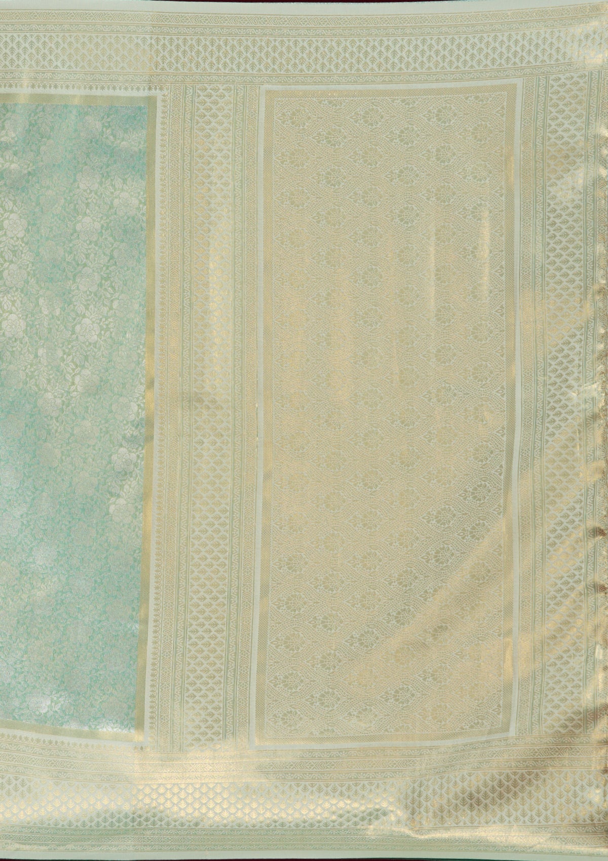 Cream Cutdana Chiffon Saree-Koskii