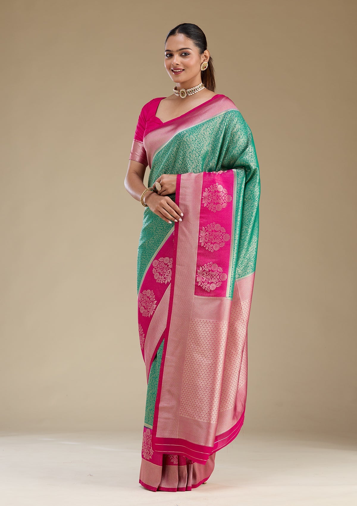 Wine Threadwork Silk Saree-Koskii