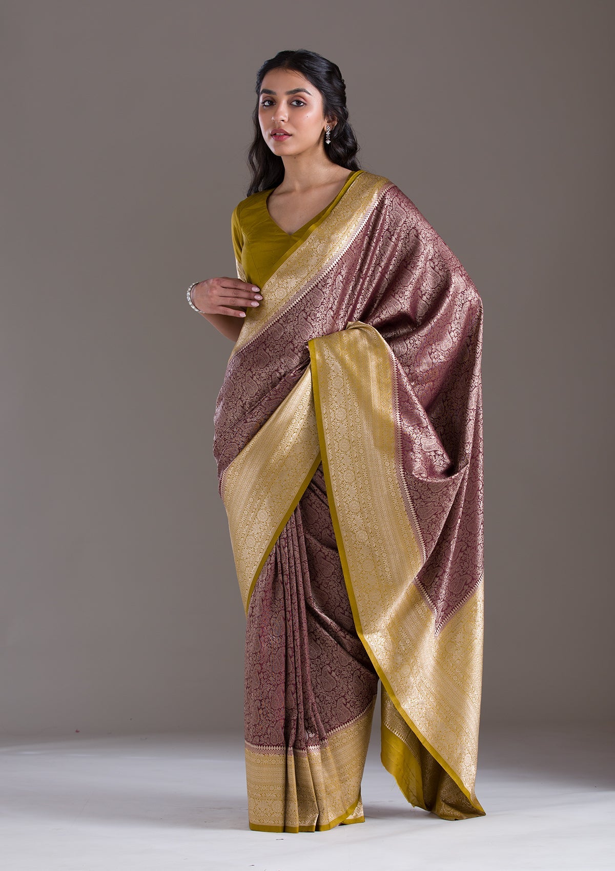 Dark Maroon Zariwork Art Silk Saree-Koskii