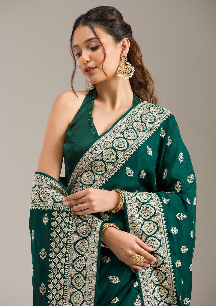 Navy Blue Threadwork Dola Silk Unstitched Salwar Suit-koskii