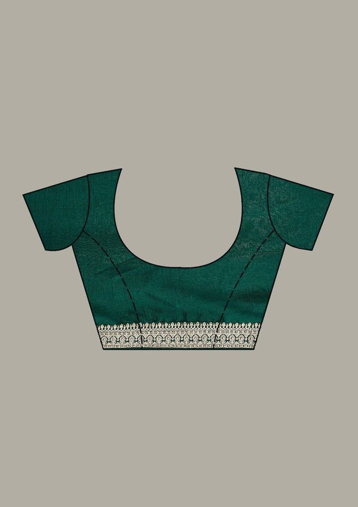 Bottle Green Threadwork Dola Silk Unstitched Salwar Suit-koskii