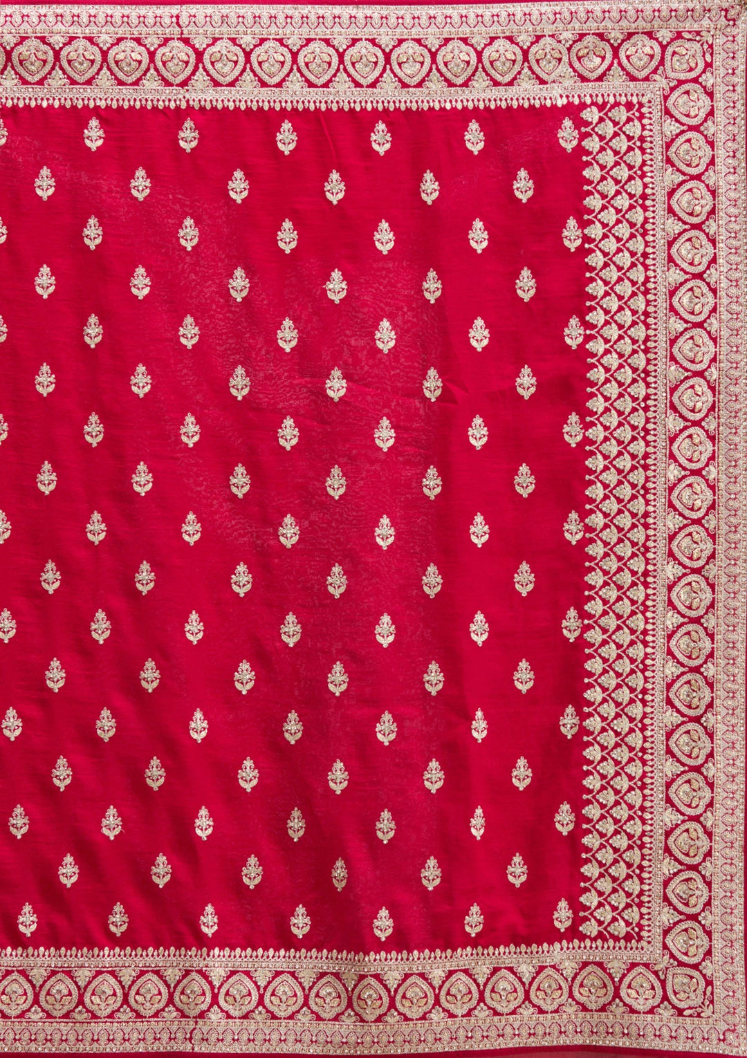 Rani Pink Stonework Soft Raw Silk Saree-koskii