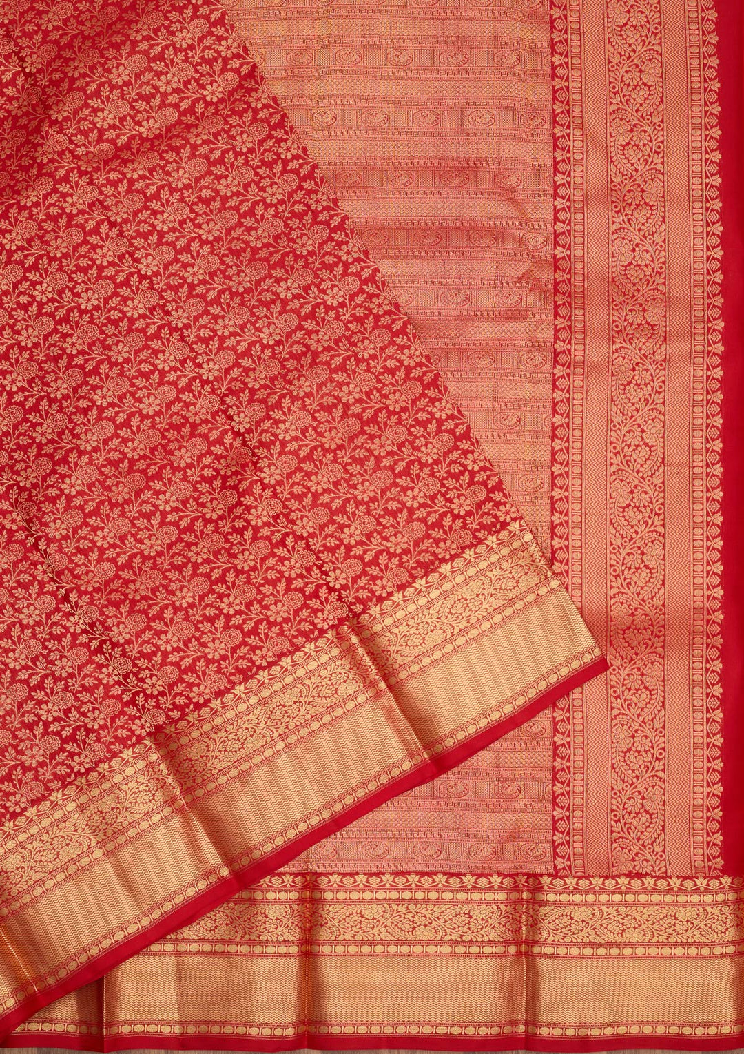 Red Zariwork Pure Silk Saree-Koskii