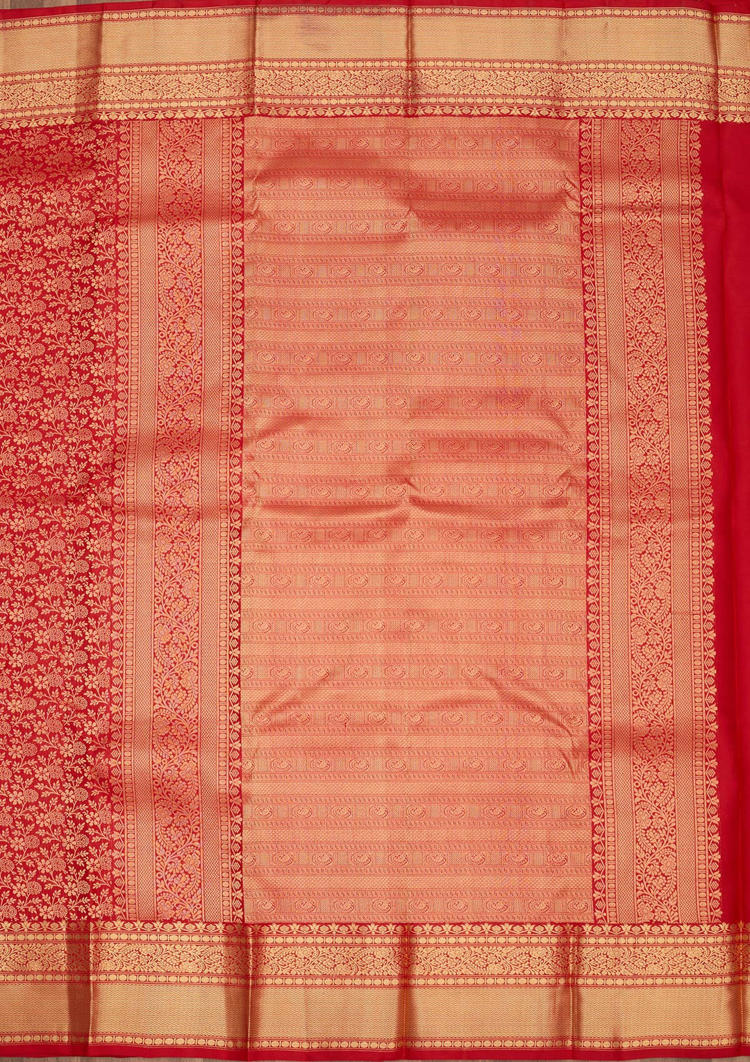 Red Zariwork Pure Silk Saree-Koskii