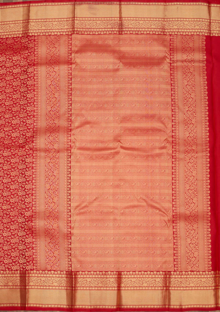 Red Zariwork Pure Silk Saree-Koskii