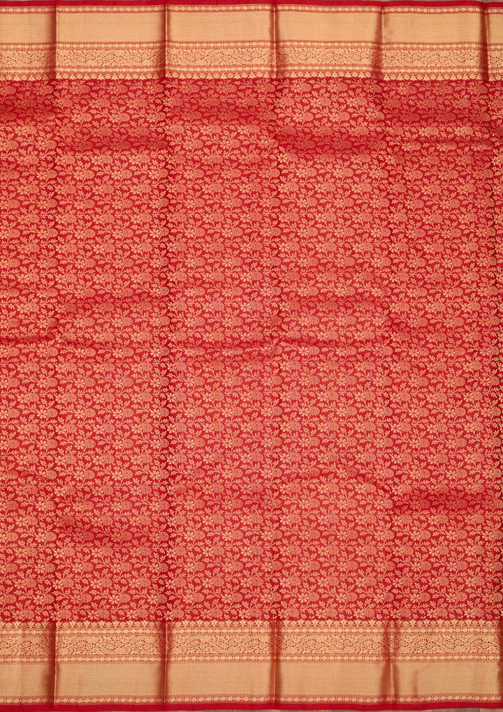 Red Zariwork Pure Silk Saree-Koskii