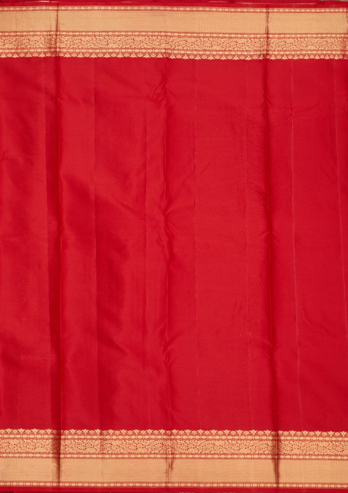Red Zariwork Pure Silk Saree-Koskii