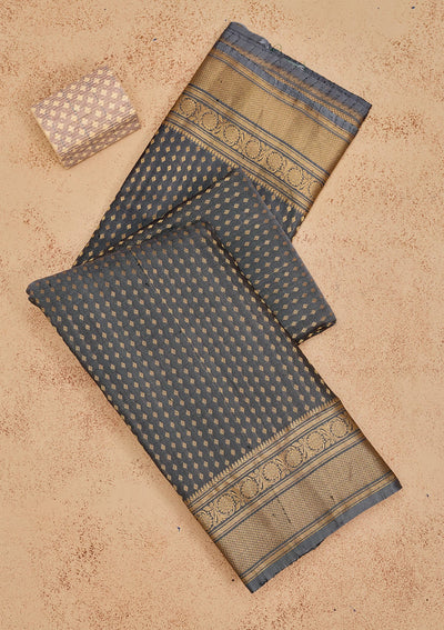 Grey Zariwork Pure Silk Saree-Koskii
