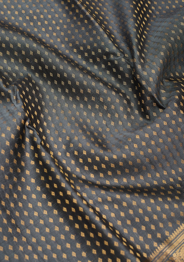 Grey Zariwork Pure Silk Saree-Koskii