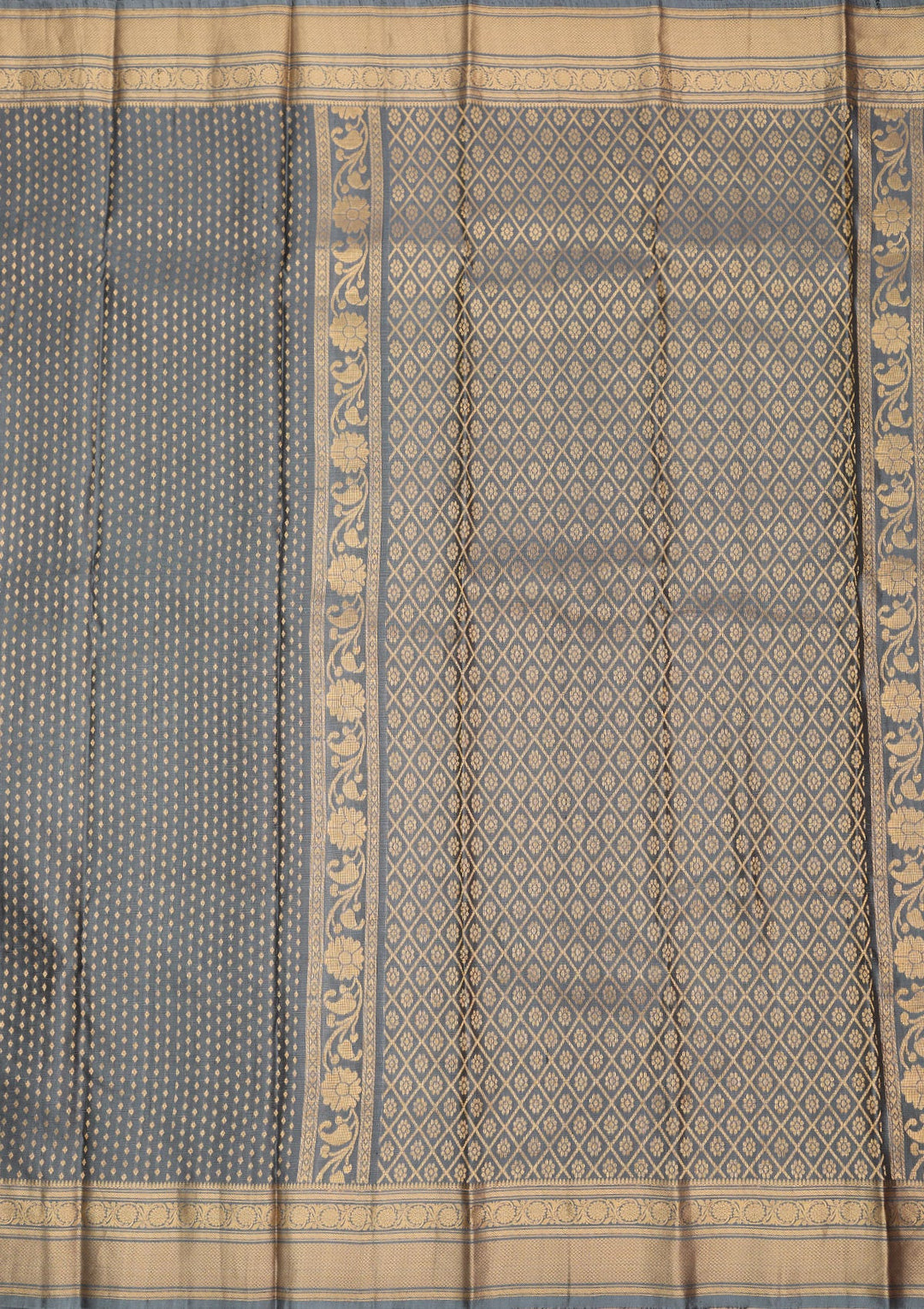 Grey Zariwork Pure Silk Saree-Koskii