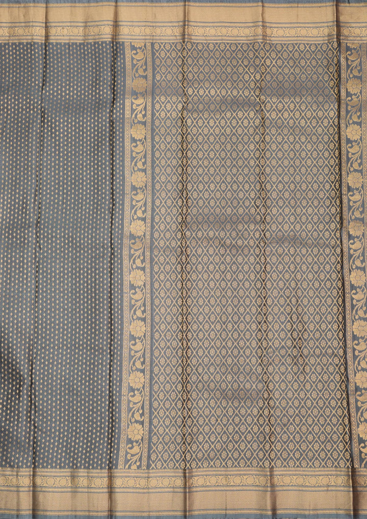 Grey Zariwork Pure Silk Saree-Koskii