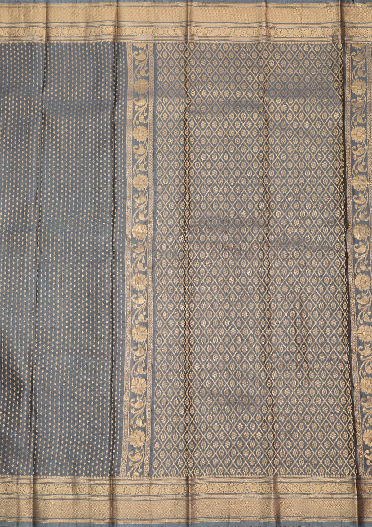 Grey Zariwork Pure Silk Saree-Koskii