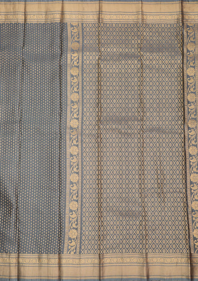 Grey Zariwork Pure Silk Saree-Koskii
