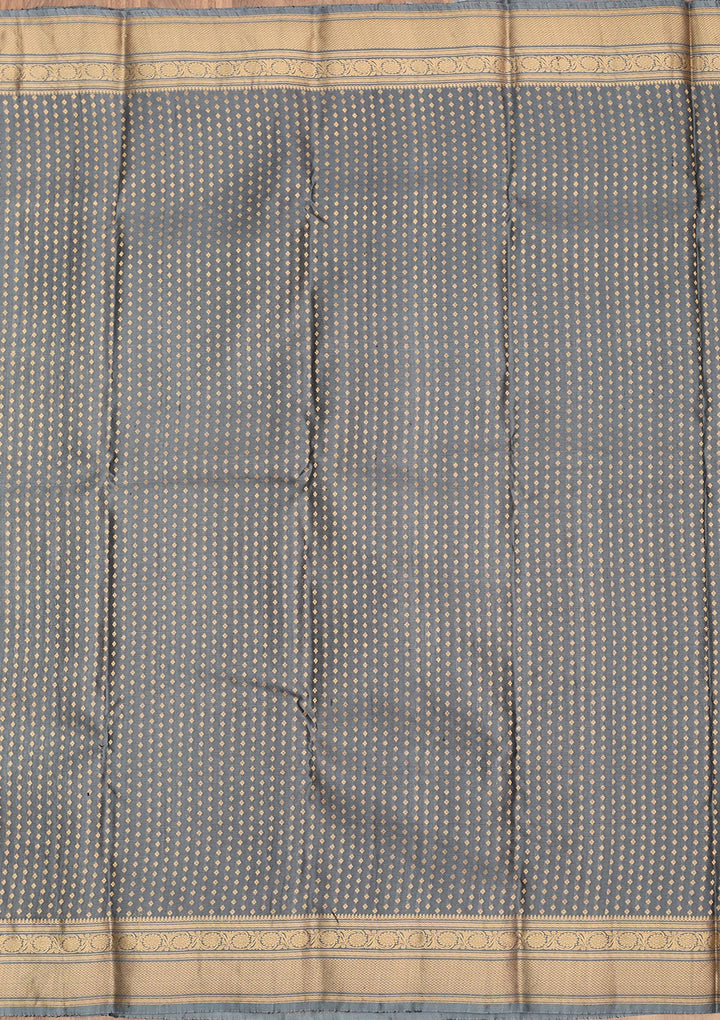 Grey Zariwork Pure Silk Saree-Koskii