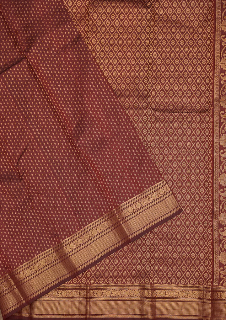 Maroon Zariwork Pure Silk Saree-Koskii