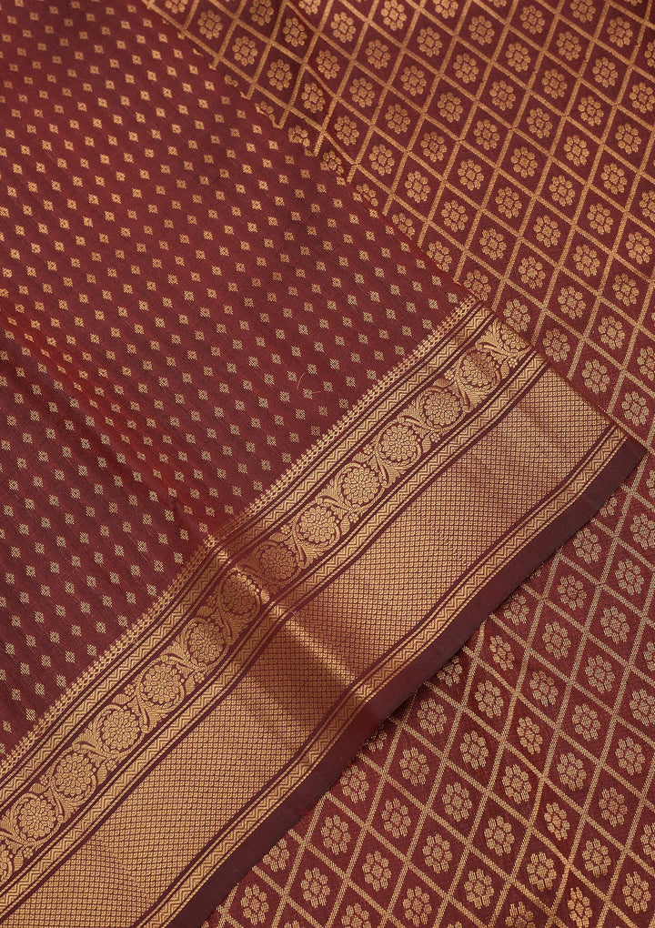 Maroon Zariwork Pure Silk Saree-Koskii