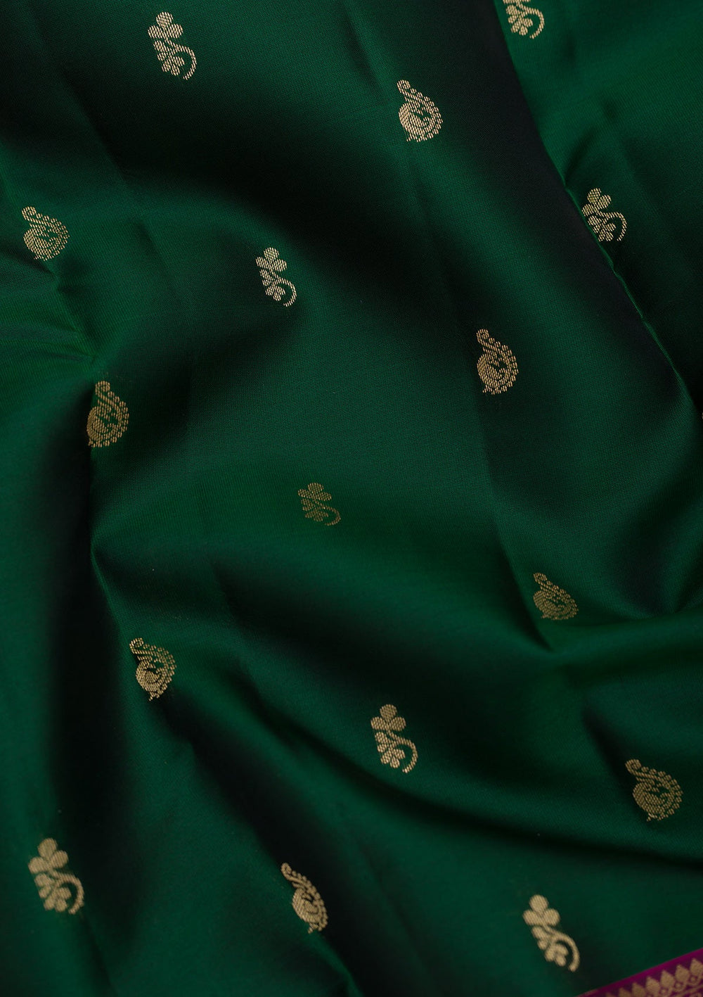 Bottle Green Zariwork Pure Silk Saree-Koskii