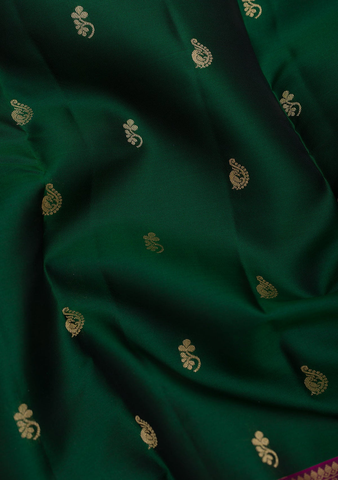 Bottle Green Zariwork Pure Silk Saree-Koskii
