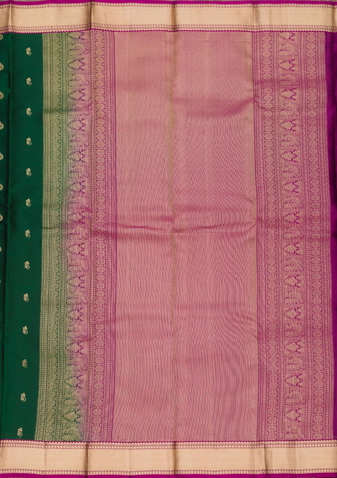 Bottle Green Zariwork Pure Silk Saree-Koskii
