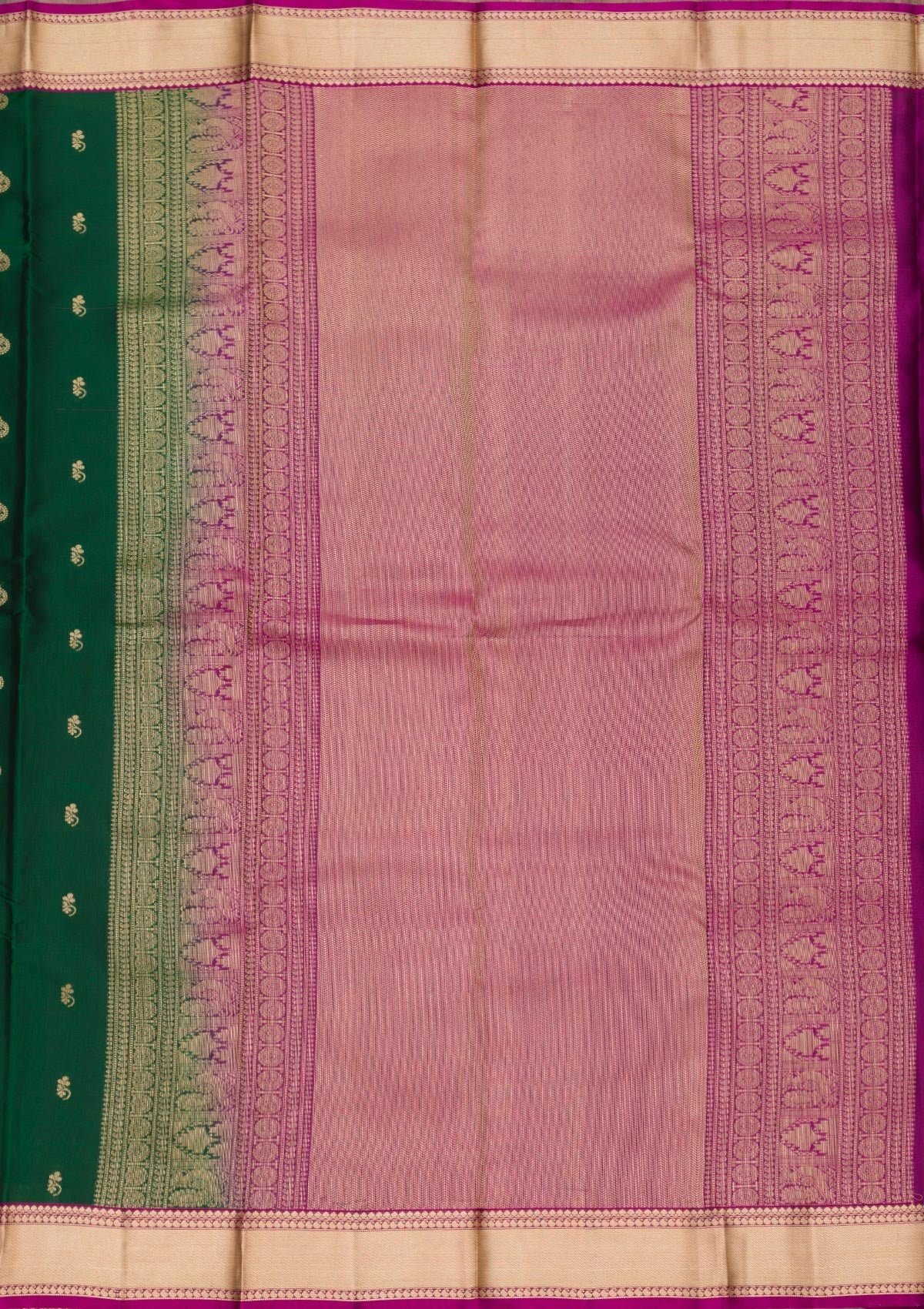 Bottle Green Zariwork Pure Silk Saree-Koskii