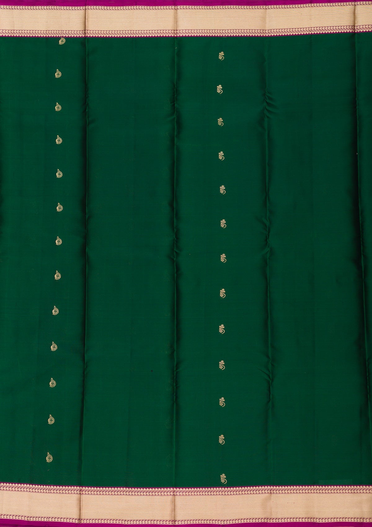 Bottle Green Zariwork Pure Silk Saree-Koskii