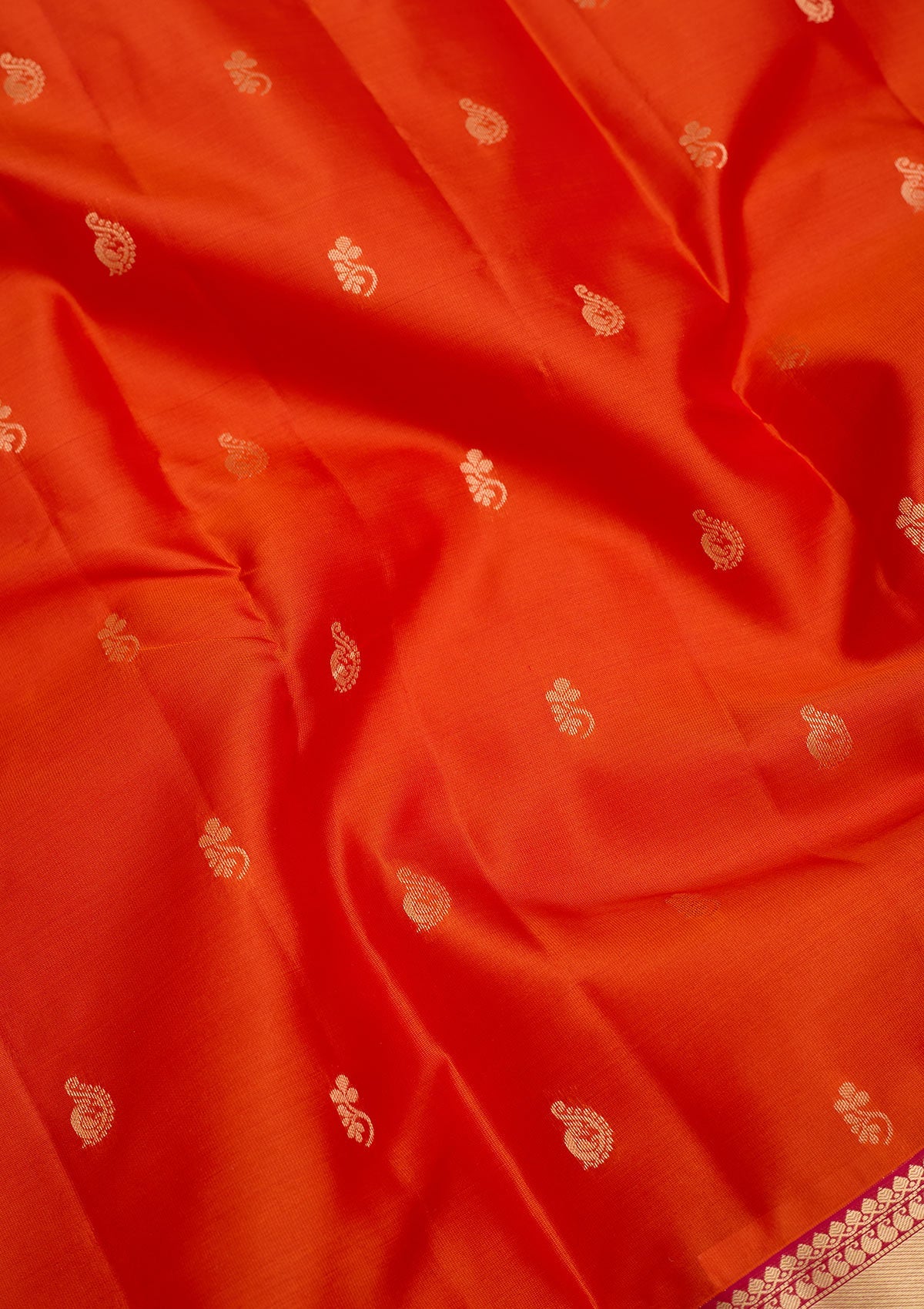 Orange Zariwork Pure Silk Saree-Koskii