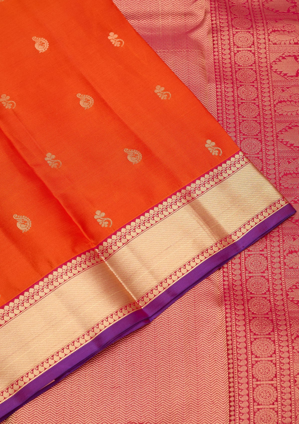 Orange Zariwork Pure Silk Saree-Koskii