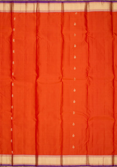 Orange Zariwork Pure Silk Saree-Koskii