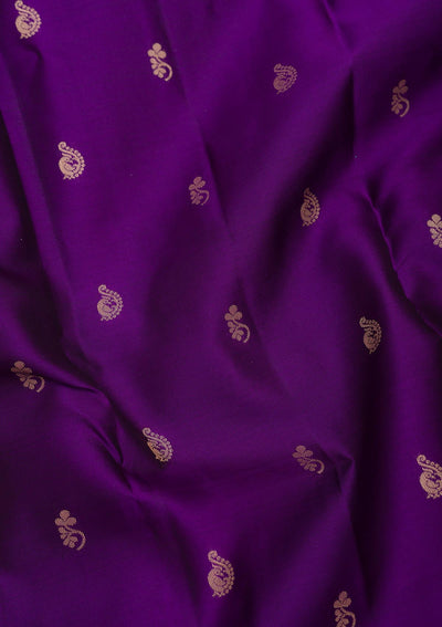Purple Zariwork Pure Silk Saree-Koskii