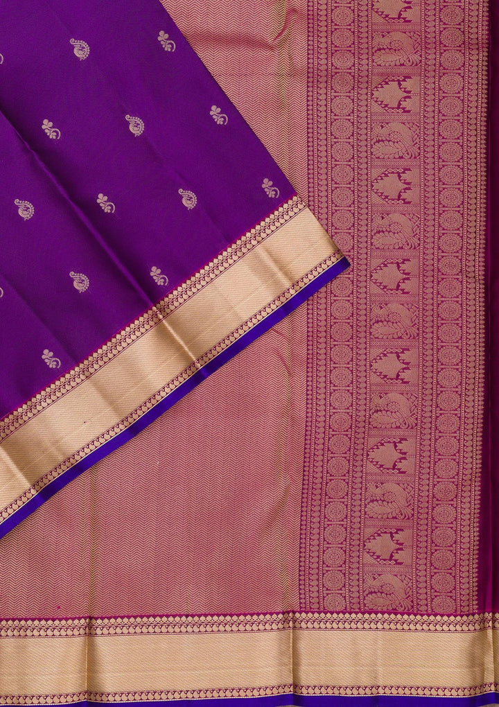 Purple Zariwork Pure Silk Saree-Koskii