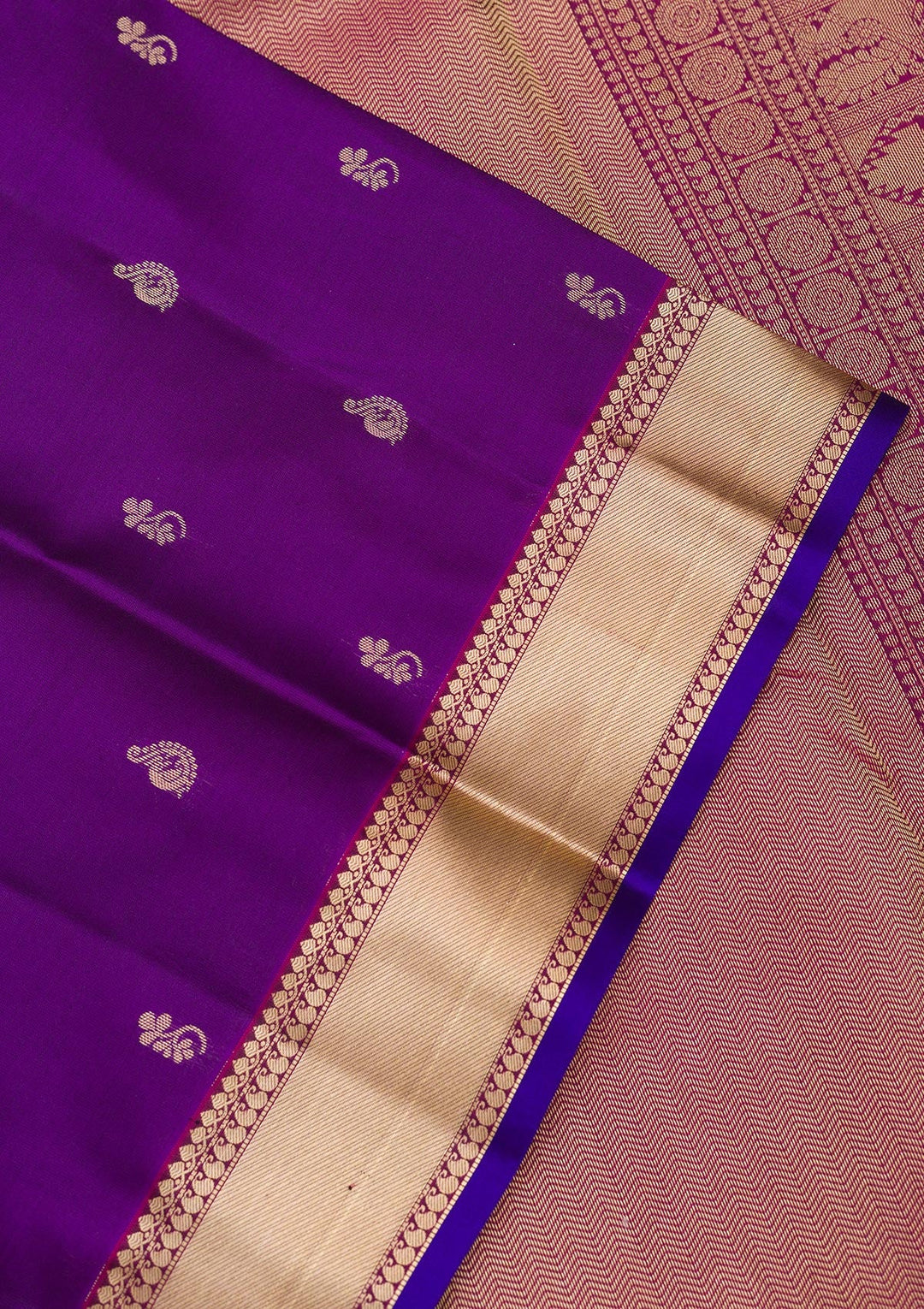 Purple Zariwork Pure Silk Saree-Koskii