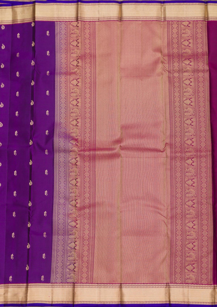 Purple Zariwork Pure Silk Saree-Koskii