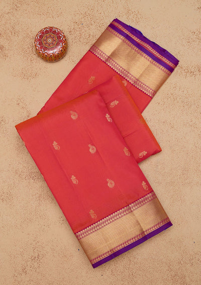 Red Zariwork Pure Silk Saree-Koskii