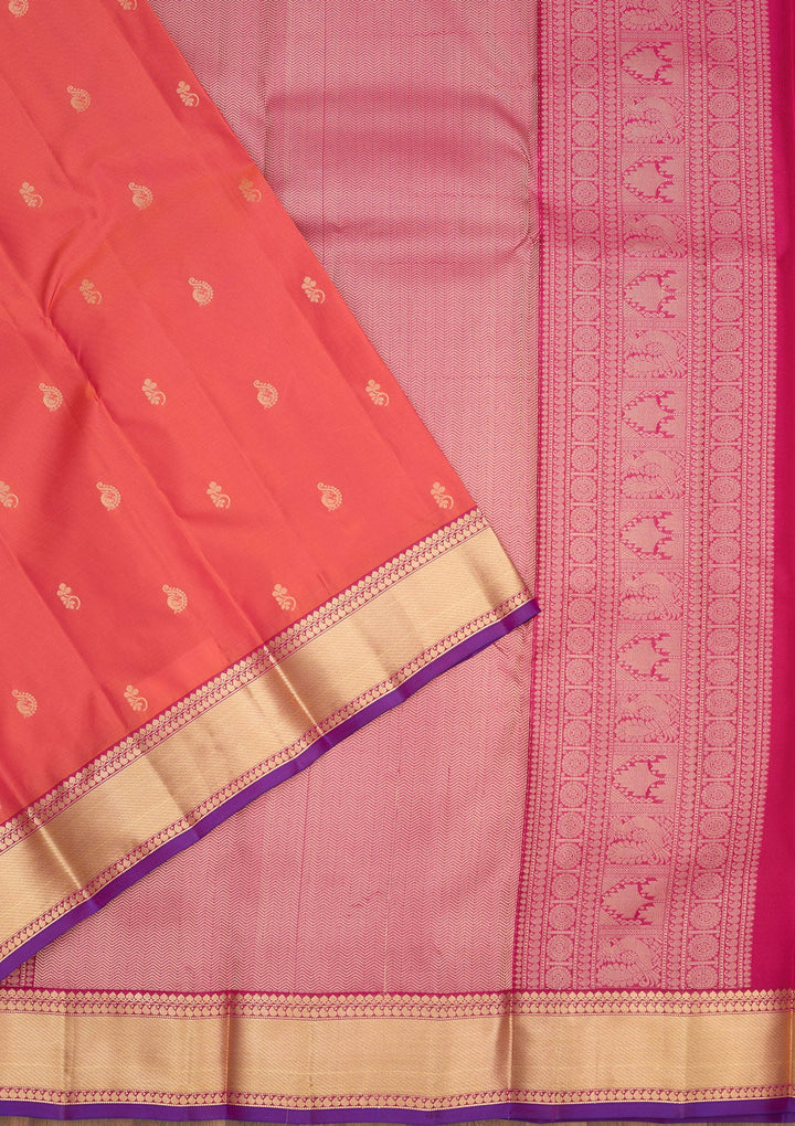 Red Zariwork Pure Silk Saree-Koskii