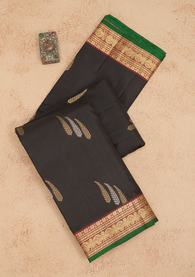 Black Zariwork Pure Silk Saree-Koskii