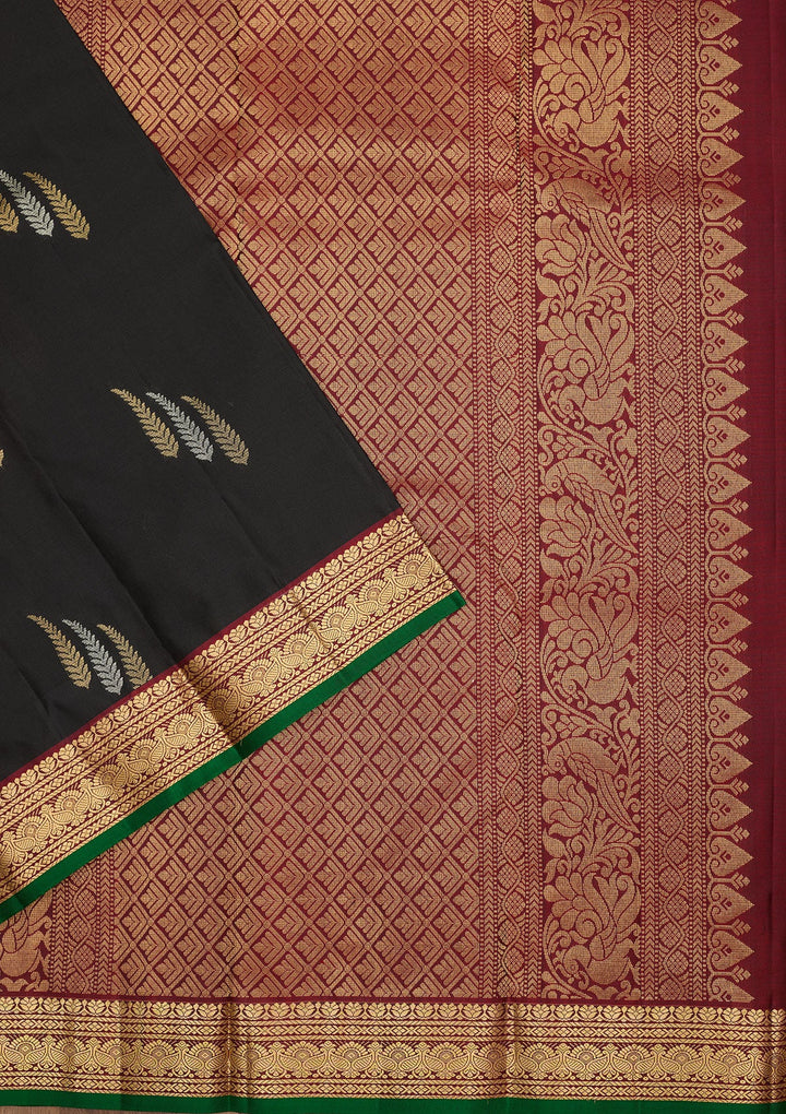 Black Zariwork Pure Silk Saree-Koskii