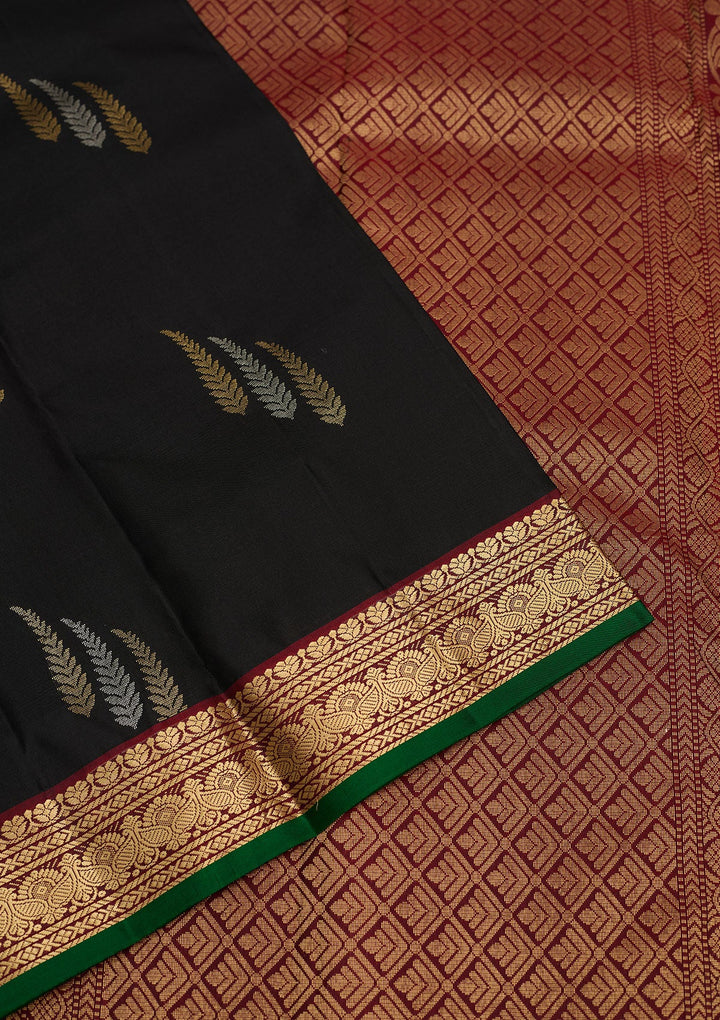 Black Zariwork Pure Silk Saree-Koskii