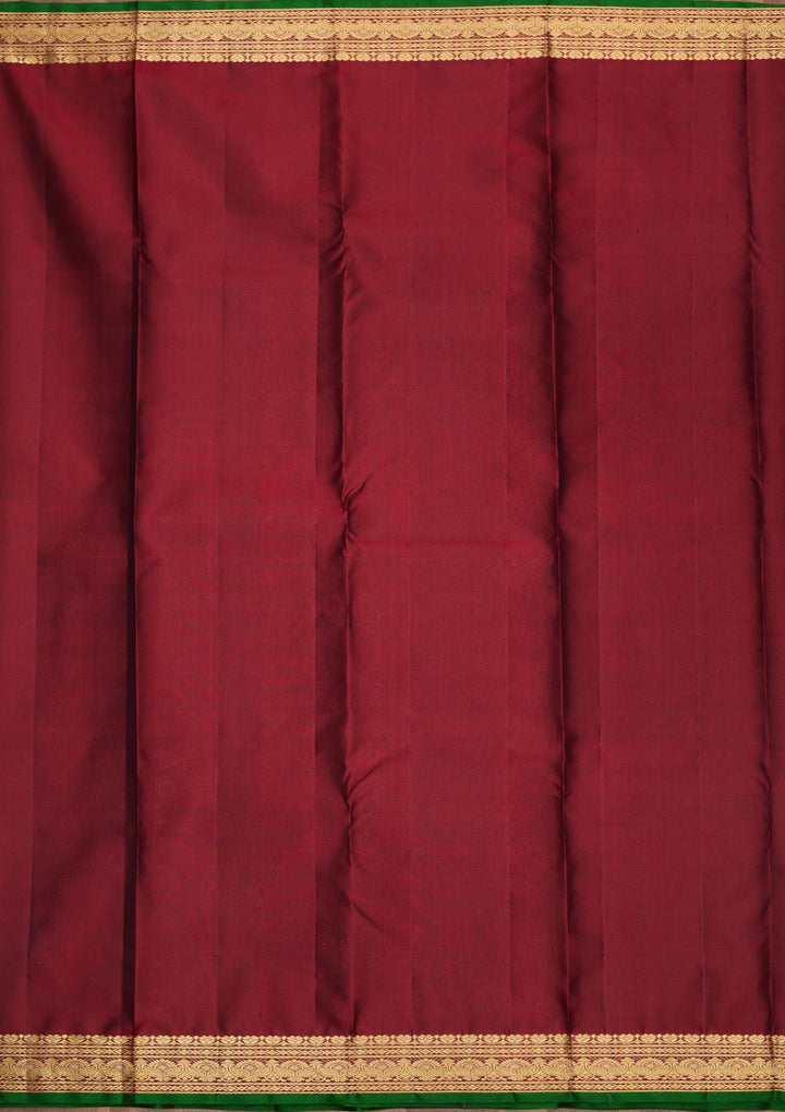 Bottle Green Zariwork Pure Silk Saree-Koskii