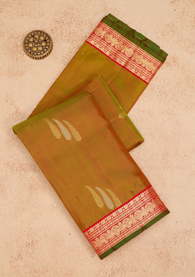 Mehendi Zariwork Pure Silk Saree-Koskii