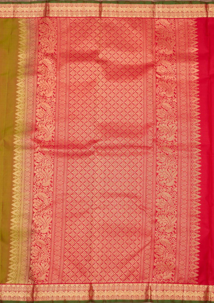Mehendi Zariwork Pure Silk Saree-Koskii