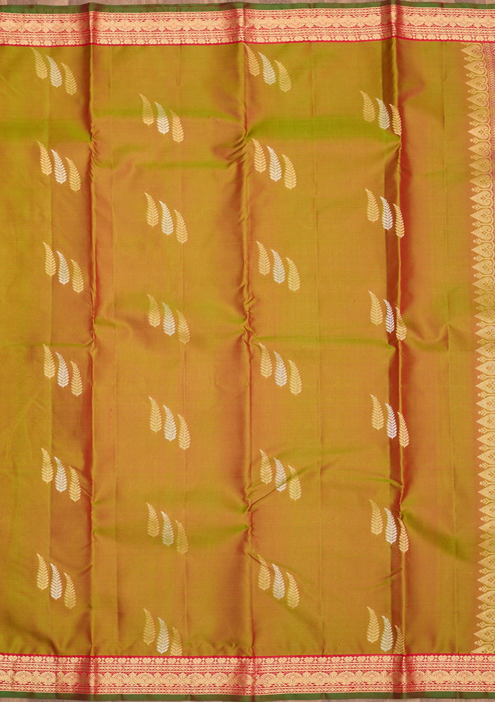 Mehendi Zariwork Pure Silk Saree-Koskii