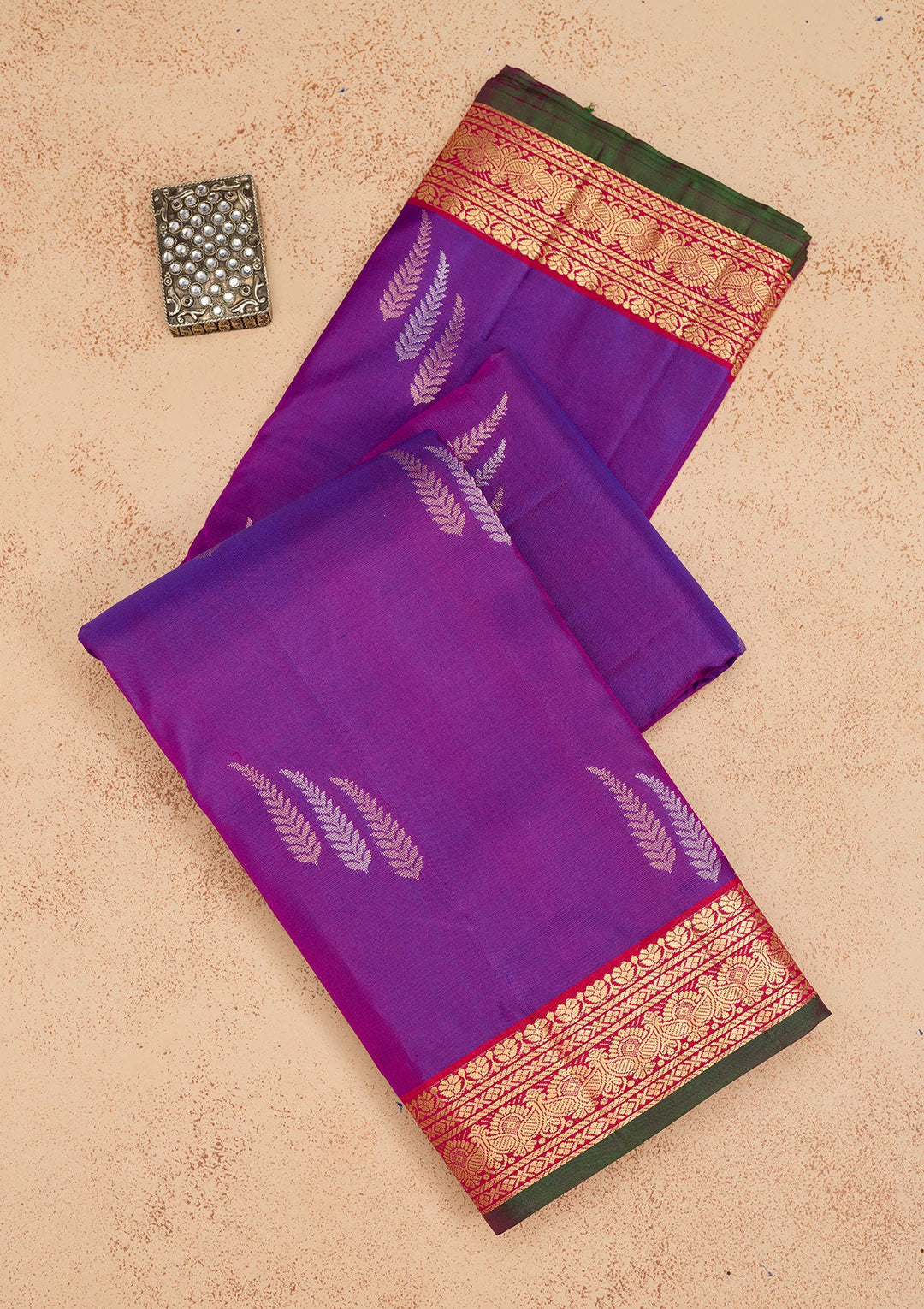 Purple Zariwork Pure Silk Saree-Koskii