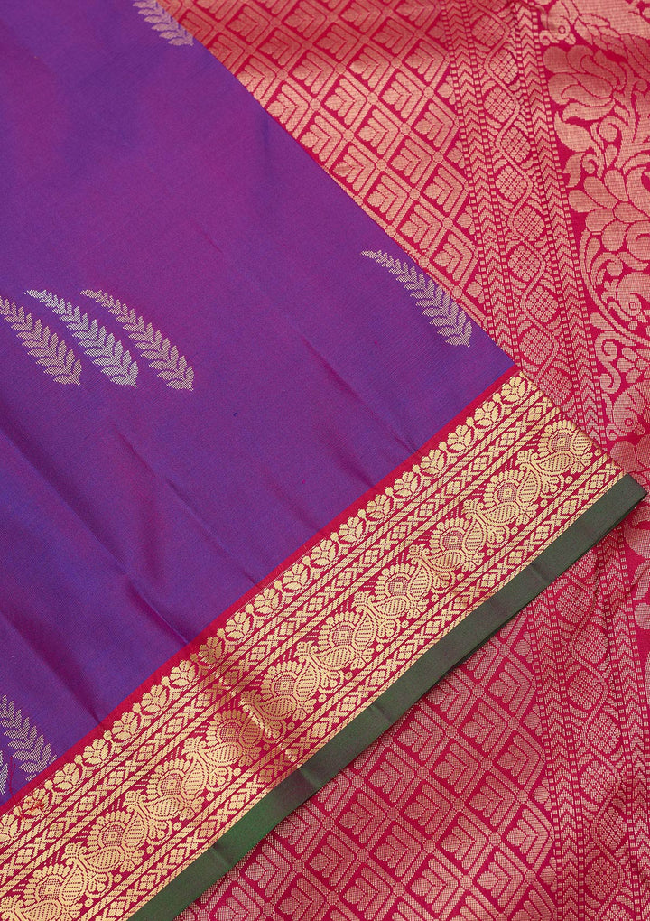 Purple Zariwork Pure Silk Saree-Koskii