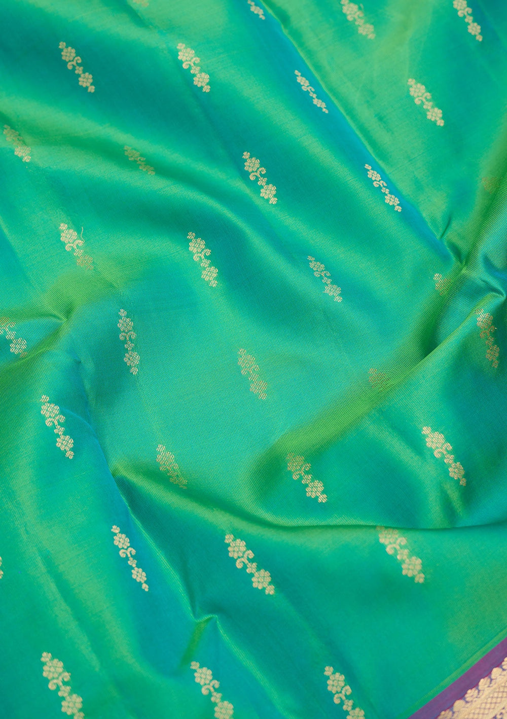 Rama Green Zariwork Pure Silk Saree-Koskii