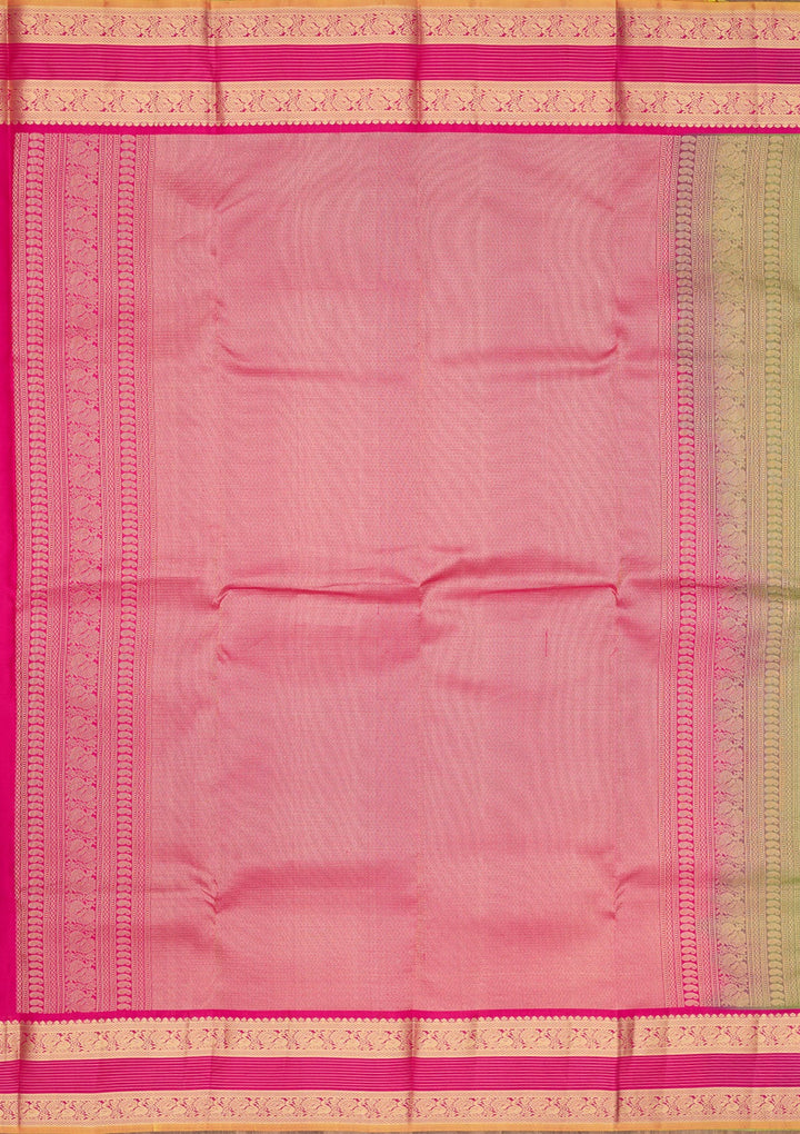 Rama Green Zariwork Pure Silk Saree-Koskii