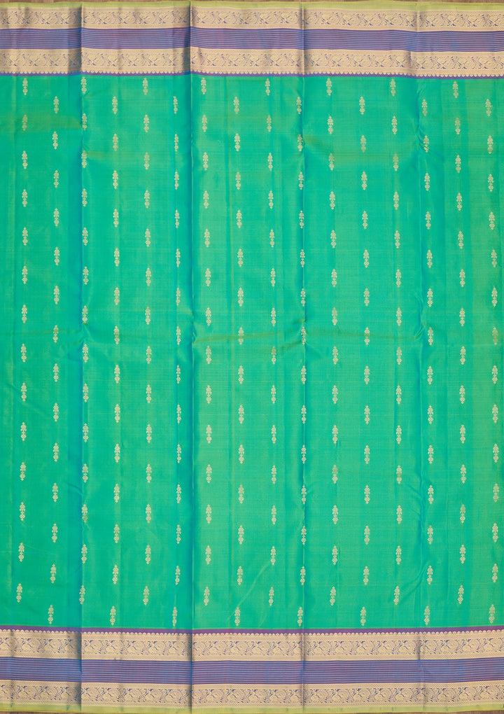 Rama Green Zariwork Pure Silk Saree-Koskii
