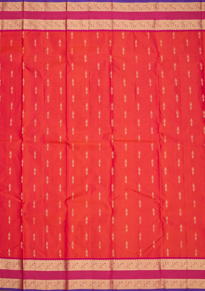 Red Zariwork Pure Silk Saree-Koskii