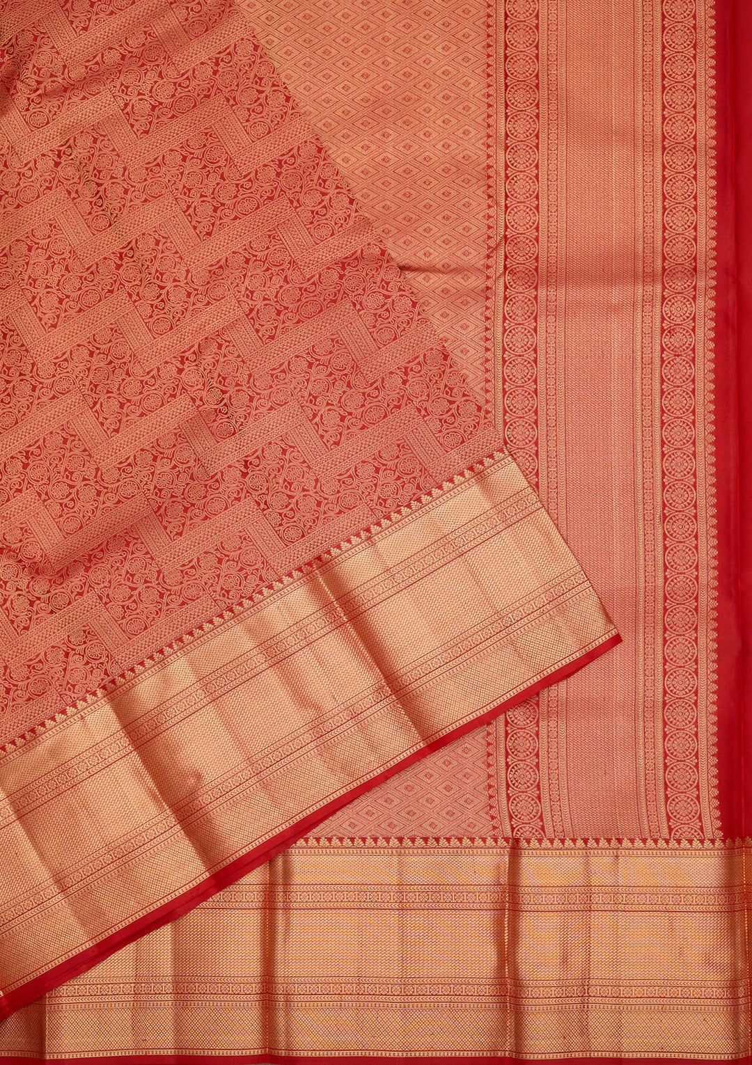 Red Zariwork Pure Silk Saree-Koskii