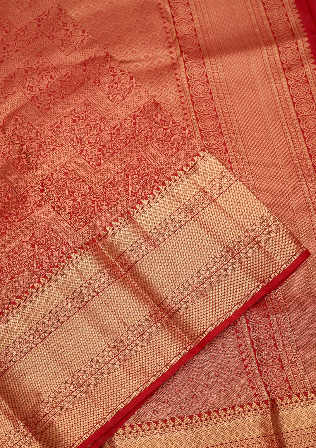 Red Zariwork Pure Silk Saree-Koskii
