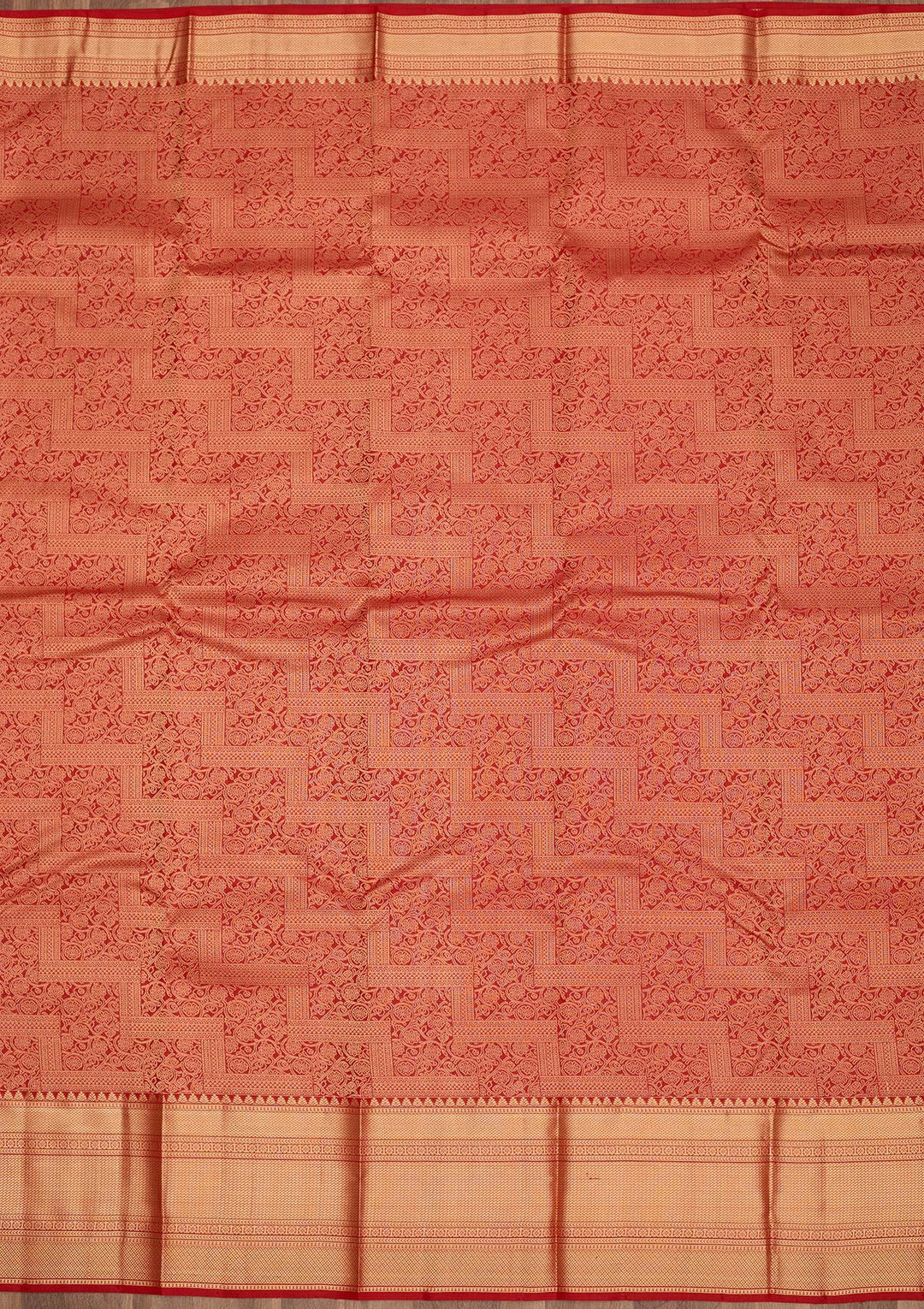 Red Zariwork Pure Silk Saree-Koskii